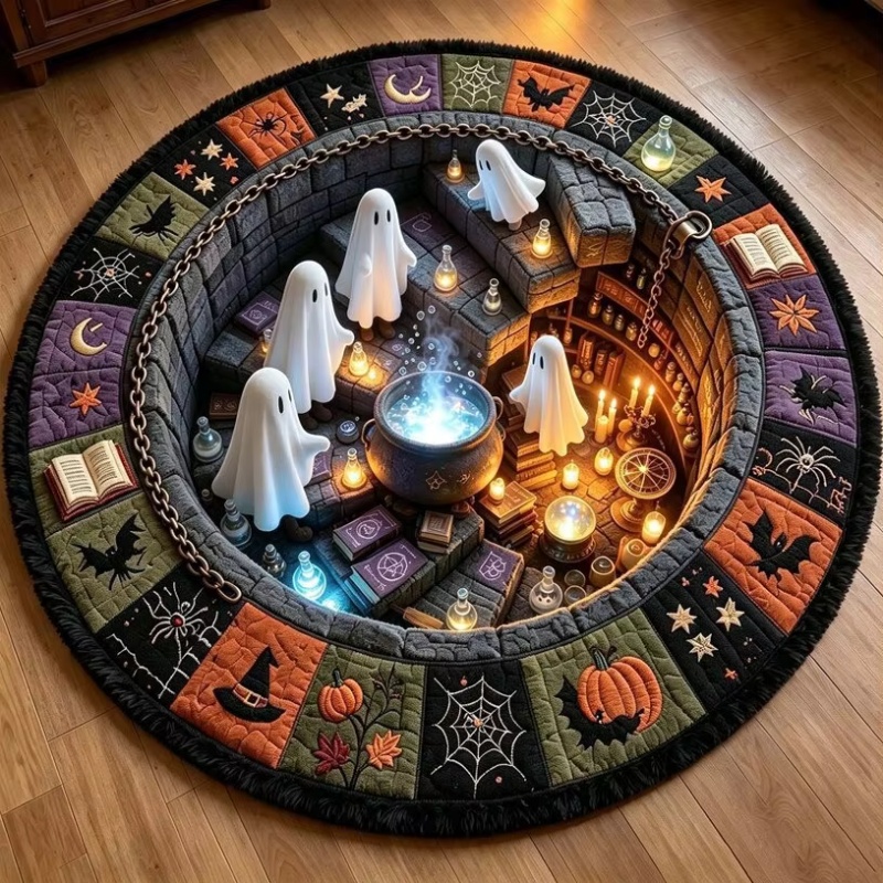 Commercial Book Printing Machines - Halloween-Hexenhöhle, 3D-Optik-Illusion, runder Teppich, Druck mit