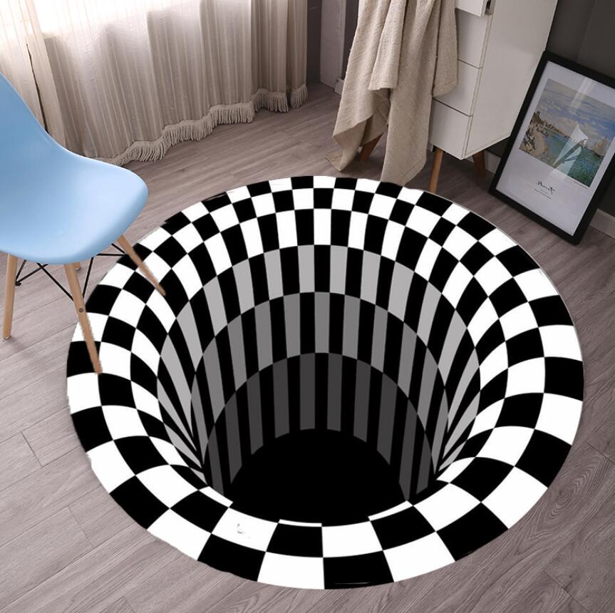 Commercial Fabric Printing Machine - Geometrische Schlafzimmerteppiche Schwarz Weiß Gitterdruck 3D
